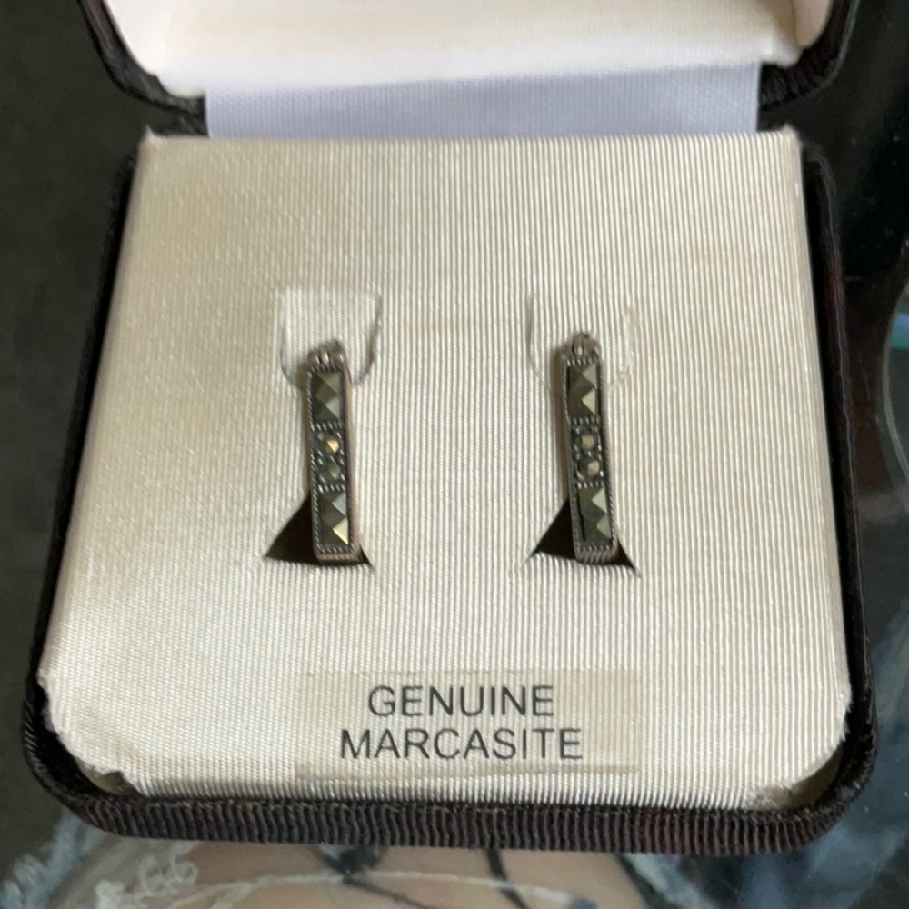 Vintage Sterling Silver Genuine Marcasite Earrings